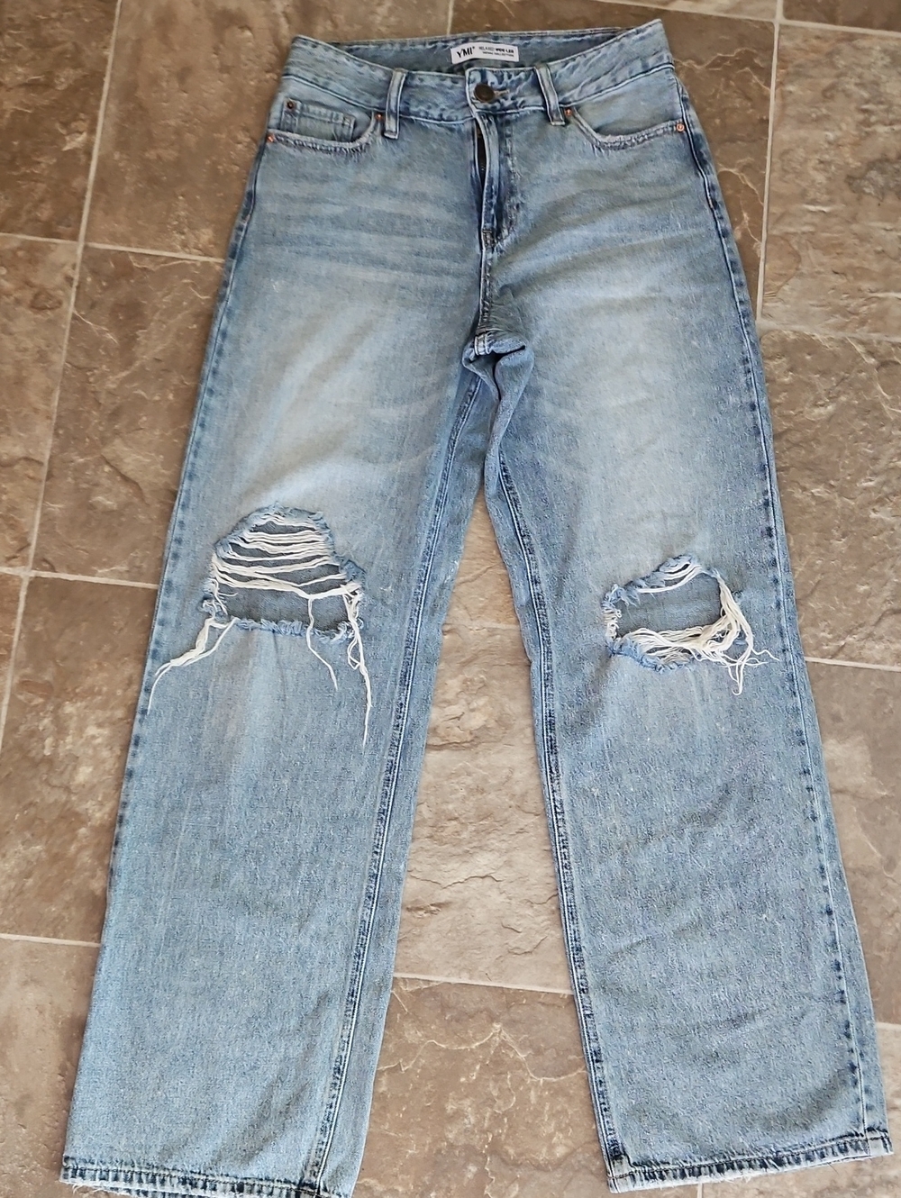 YMI Light Wash Straight-Leg Distressed Jeans